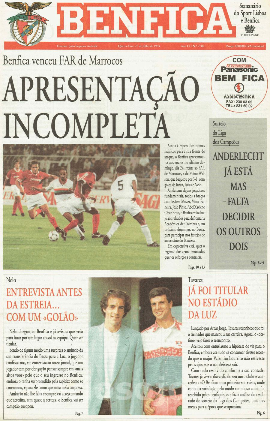 jornal o benfica 2702 1994-07-27
